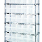 Thumbnail image #1 for Quantum WR8-804CL Bin Wire Shelving System, Chrome, 8 Shelves with 35 Clear Bins, 36"W x 18"D x 74"H