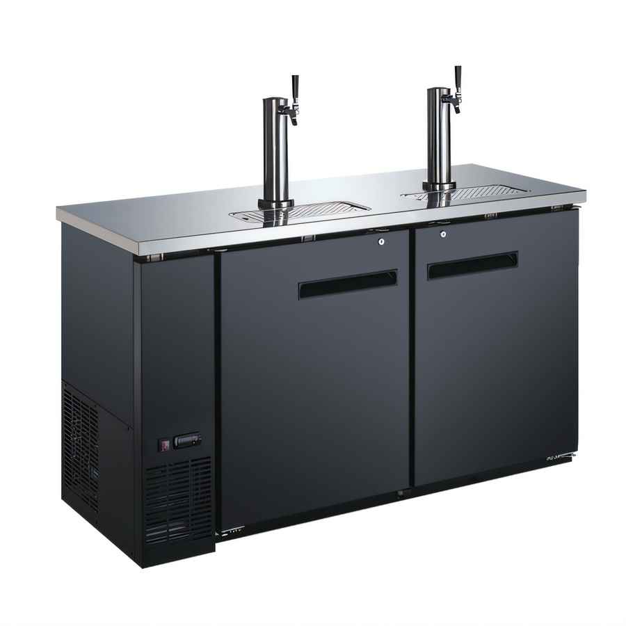 Product image #1 for Omcan 61-Inch Wide Two-Section Draft Beer Cooler/Kegerator with 2 Dispensers and 3 Half-Barrel Keg Capacity