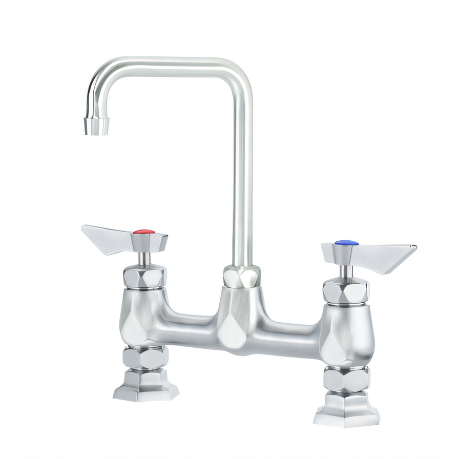 Product image #1 for Krowne Diamond Series Raised Deck Mount Manual Faucet with 8-Inch Centers and 6-Inch Double Bend Spout