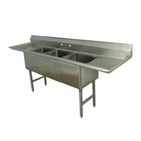 Advance Tabco 3-Compartment Fabricated Sink with Left and Right Drainboards, 108-Inch Overall Length