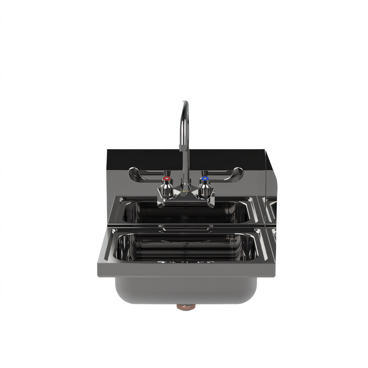 Product image #1 for 17-Inch Wall-Mount 18-Gauge 304 Stainless Steel Hand Sink with Right Side Splash and Gooseneck Faucet