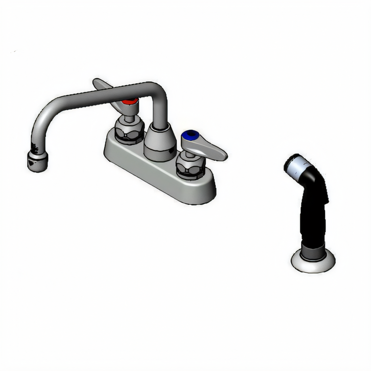 Product image #1 for T&S Brass B-1171-CR Workboard Mixing Faucet, 4" Centers, 8" Swing Nozzle, Side Spray
