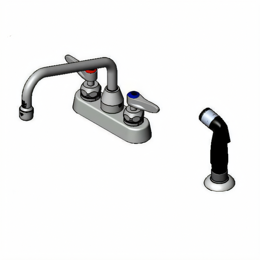 Product image #1 for T&S Brass B-1171-CR Workboard Mixing Faucet, 4" Centers, 8" Swing Nozzle, Side Spray