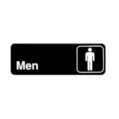Product image #1 for Men's Restroom Information Sign with Symbol, 9 x 3 Inches, White On Black