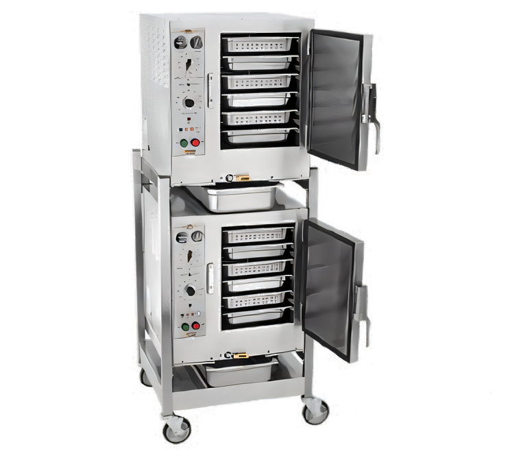 Product image #1 for AccuTemp Steam'N'Hold 2-Cavity Connectionless Vacuum Steamer with Stand and Casters, 208V, 6 kW