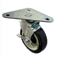Universal Heavy Duty Triangular Plate Swivel Caster Set, 5-Inch Polyurethane Wheels, Locking, 4-Pack