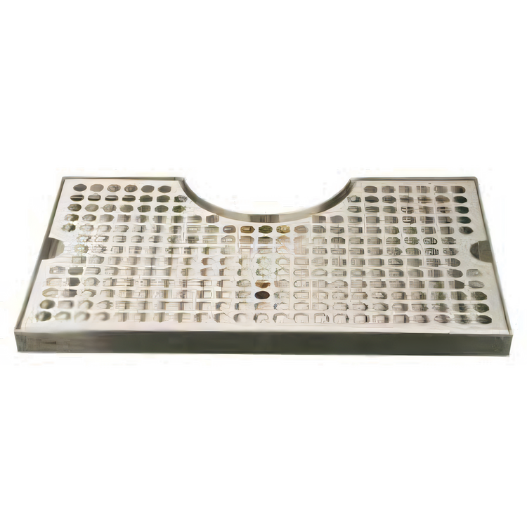 Product image #1 for Micro Matic USA Surface-Mount Stainless Steel Drip Tray Trough with 5-Inch Draft Tower Cutout, 12 x 7 Inches