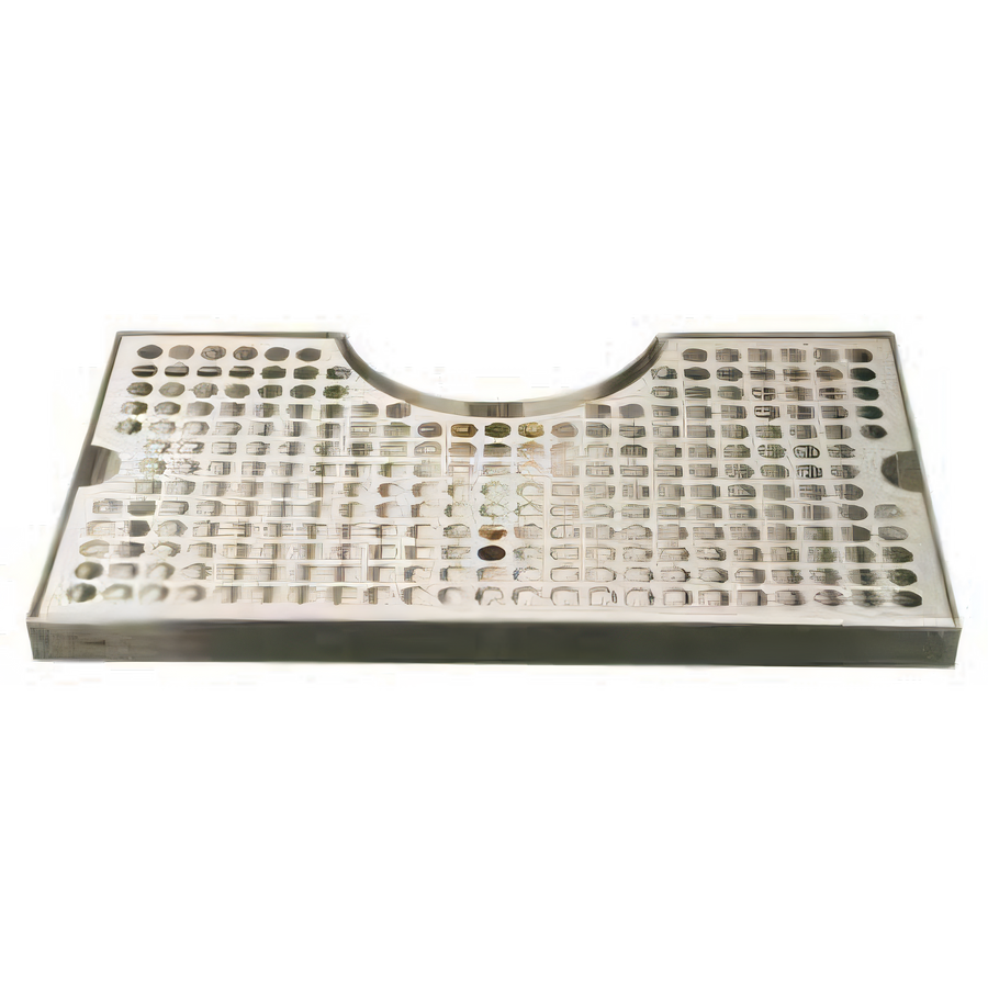 Product image #1 for Micro Matic USA Surface-Mount Stainless Steel Drip Tray Trough with 5-Inch Draft Tower Cutout, 12 x 7 Inches