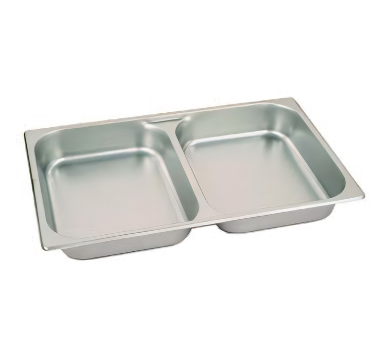 Product image #1 for Stainless Steel Divided 2-Compartment Full-Size Oblong Chafer Food Pan