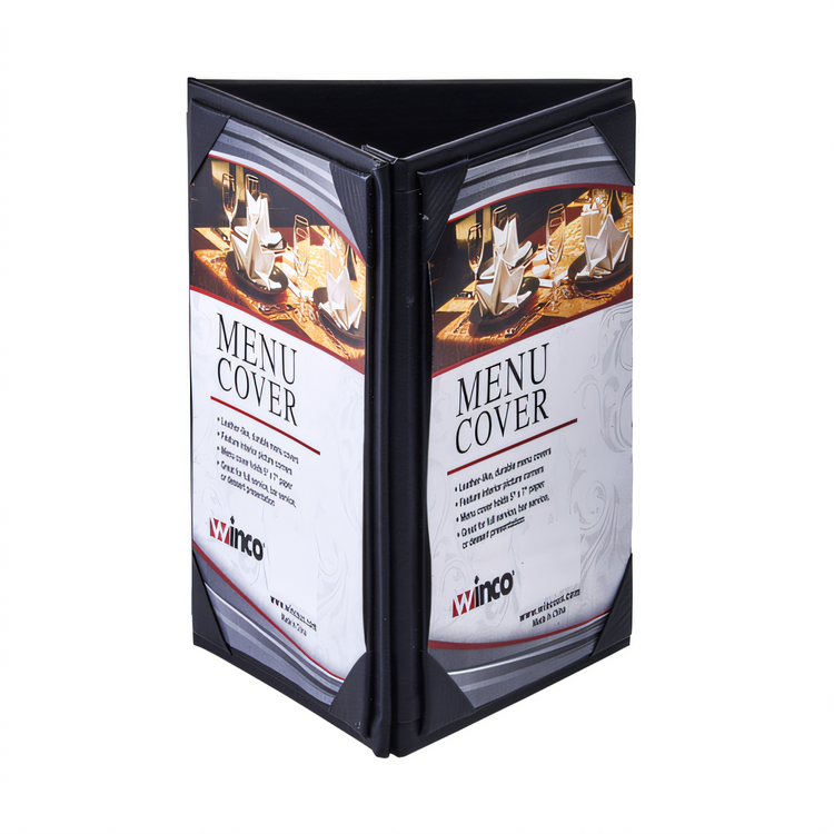 Product image #1 for Black Leatherette Triple-View Table Tent Menu Cover for 5 x 7-Inch Inserts