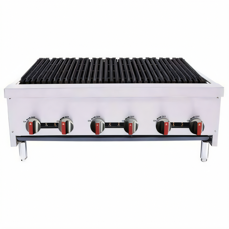 Product image #1 for BakeMax 36-Inch Countertop Natural Gas Charbroiler with 6 Manual Burners