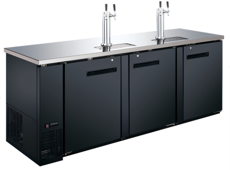 Product image #1 for Black Diamond 90-Inch Commercial Draft Beer Dispenser with 2 Double Tap Towers, 3 Doors, 32 Cu. Ft., 115V