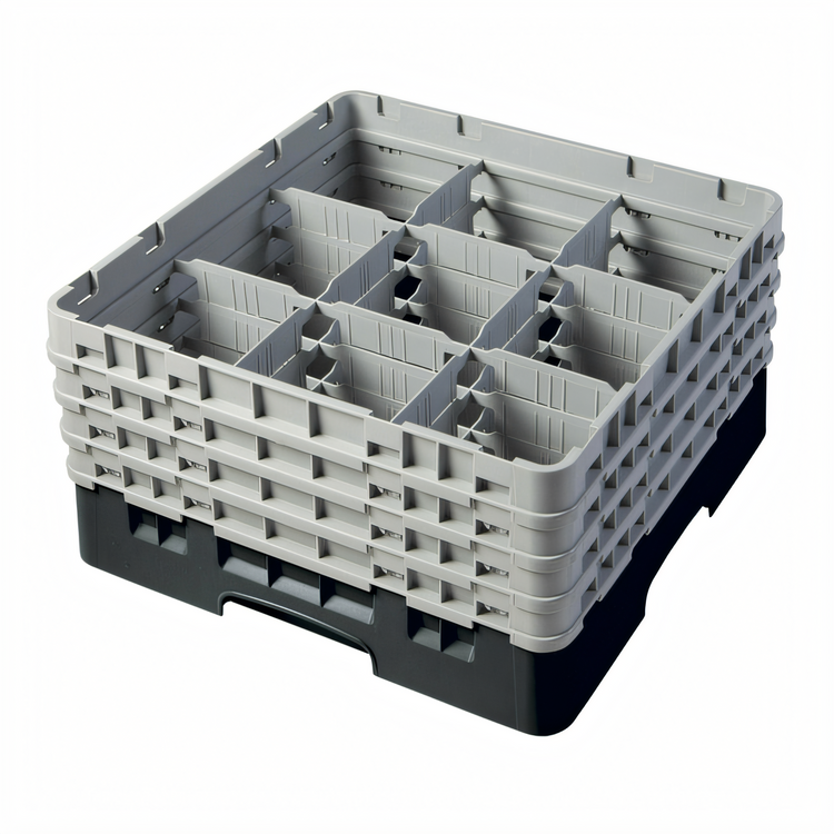 Product image #2 for Cambro Camrack® Full Size 9-Compartment Glass Rack, 10 1/2-Inch High, Black