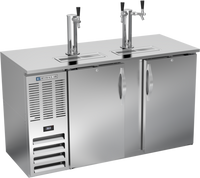 Beverage-Air 58-Inch Dual-Door Draft Beer Cooler with 3-Keg Capacity and Single/Dual Faucet Towers