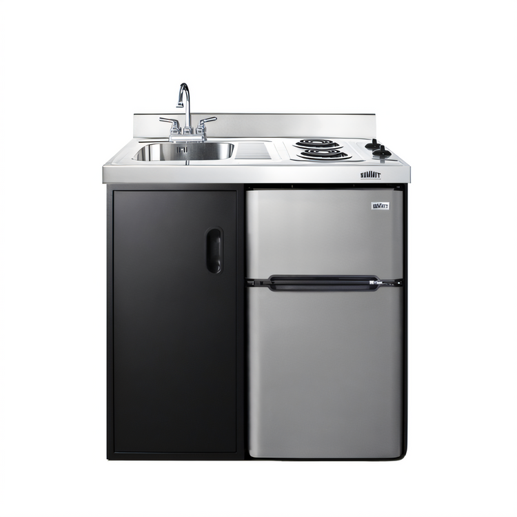 Product image #1 for Summit Commercial 36-Inch All-In-One Kitchenette with Sink, 2-Burner Electric Cooktop, and 3.2 Cu. Ft. Refrigerator-Freezer