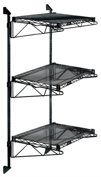 Quantum 3-Shelf Wall-Mount Cantilever Starter Unit with 54-Inch Posts, Black Epoxy Antimicrobial Finish