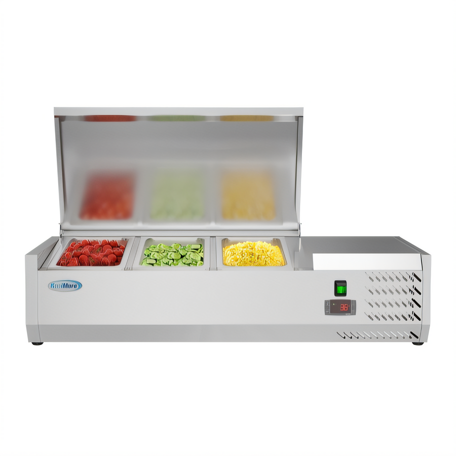 Product image #1 for KoolMore 40-Inch Three-Pan Refrigerated Countertop Condiment Prep Station