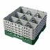 Thumbnail image #2 for Cambro Camrack Full-Size 9-Compartment Glass Rack with 4 Soft Gray Extenders, Sherwood Green