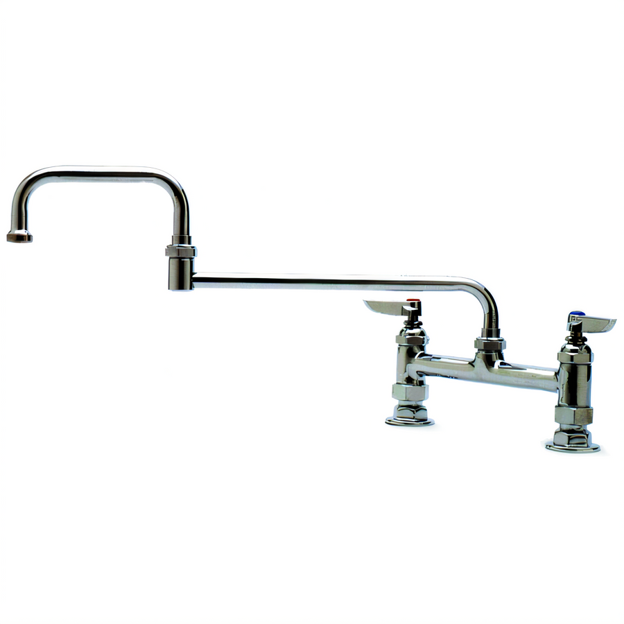 Product image #1 for T&S Brass B-0247 Deck-Mount Swivel Pantry Mixing Faucet with 12-Inch Double-Joint Swing Nozzle, 8-Inch Centers