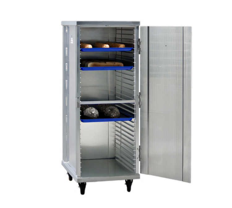 Product image #1 for New Age Mobile Enclosed Aluminum Pan Rack, 3/4 Height, 32-Pan Capacity, 18 x 26 Inch