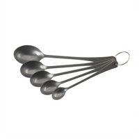 Barfly 5-Piece Measured Bar Spoon Set with Storage Ring, 18/8 Stainless Steel, Vintage Finish