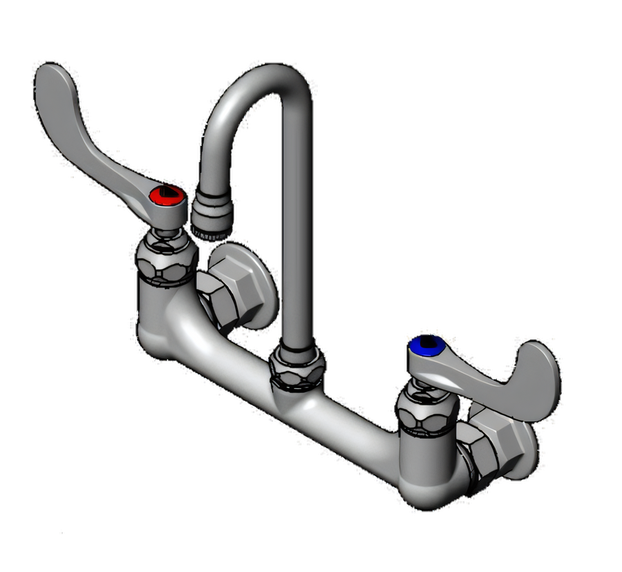 Product image #1 for Wall Mount Mixing Faucet with 8-Inch Adjustable Centers and Swivel Gooseneck