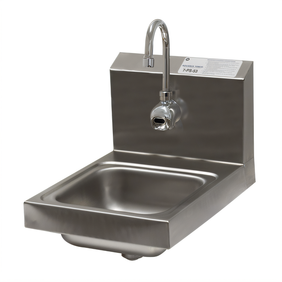 Product image #1 for Advance Tabco 7-PS-53 Wall Mounted Hand Sink with Electronic Faucet and Crumb Basket, 9 x 9 x 5 Bowl, 304 Stainless Steel