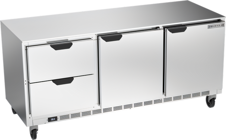 Product image #1 for Three-Section Undercounter Refrigerator with 2 Doors and 2 Drawers, 72-Inch