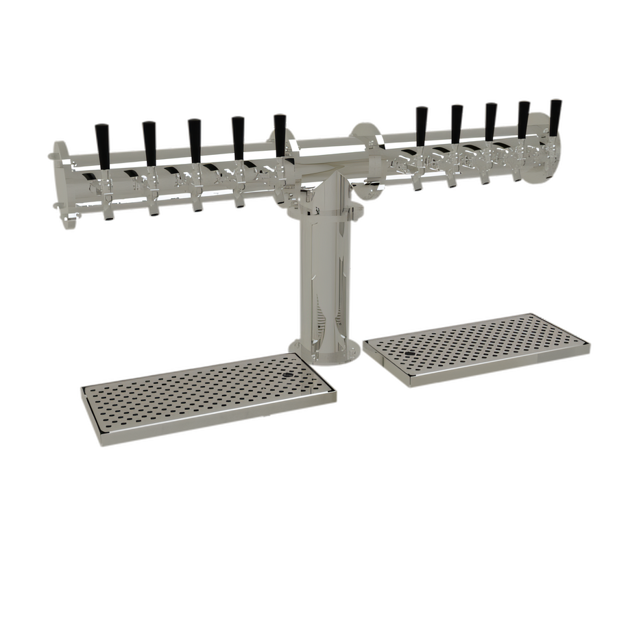 Product image #1 for Glastender PT-10-MFR 10-Faucet Countertop Glycol-Cooled Pipe Tee Draft Dispensing Tower, Mirror Finish