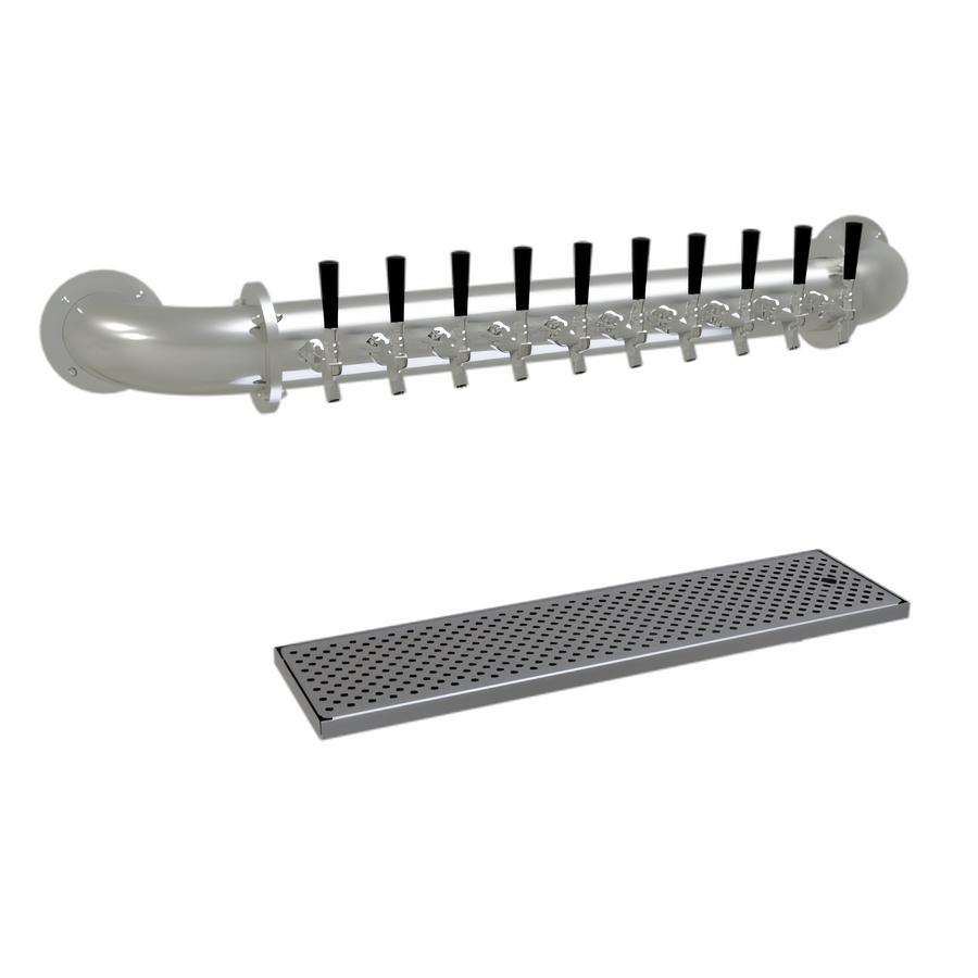 Product image #1 for Glastender Pipe Wall Draft Dispensing Tower, 10 Faucet, Wall Mounted, Glycol-Cooled, Stainless Steel