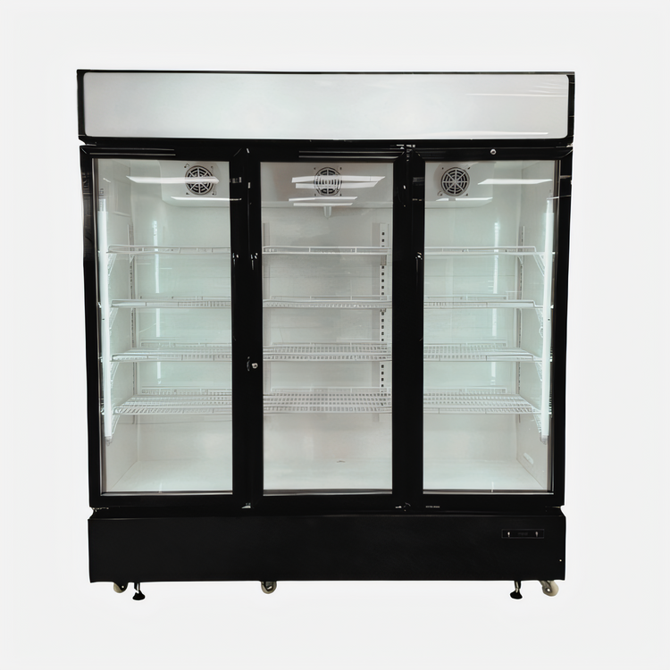 Product image #1 for Hurakan by Equip.me 81-Inch 3-Section Reach-In Glass Door Merchandiser Refrigerator