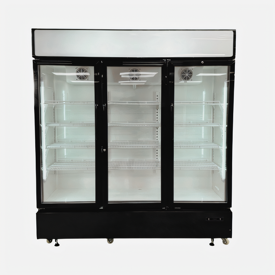 Product image #1 for Hurakan by Equip.me 81-Inch 3-Section Reach-In Glass Door Merchandiser Refrigerator