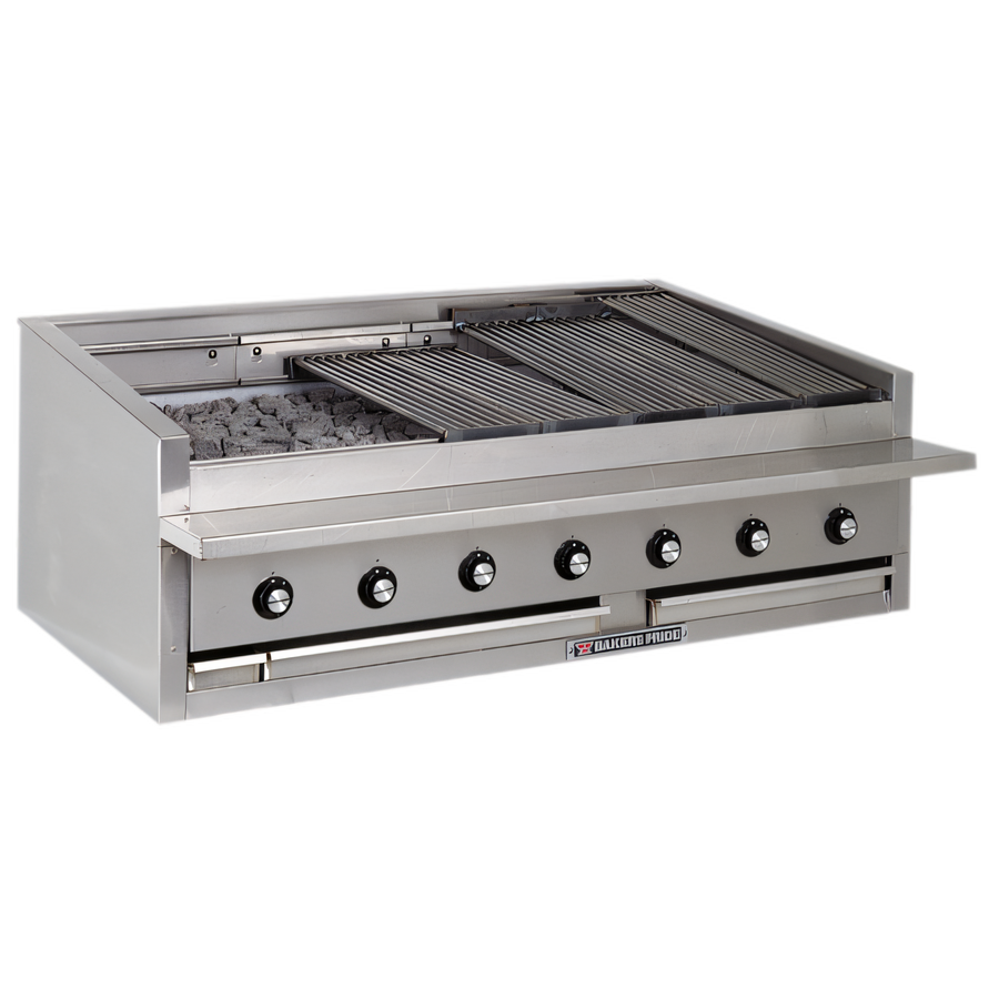 Product image #1 for Bakers Pride Dante Series 60-Inch Low-Profile Countertop Gas Radiant Charbroiler with Glo-Stones and 6-Inch Service Shelf
