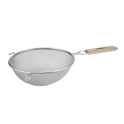 Product image #1 for Winco 8-Inch Round Fine Mesh Stainless Steel Strainer with Flat Wooden Handle