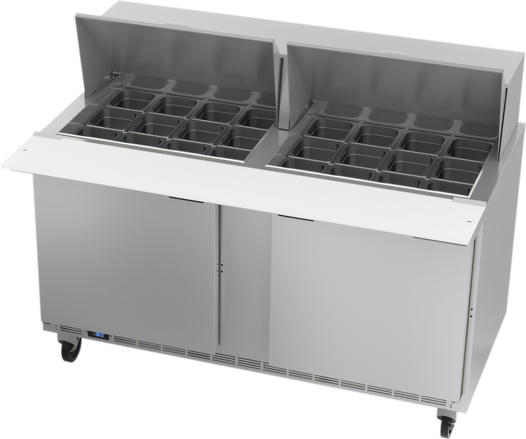 Product image #1 for Beverage-Air SPE60HC-24M Two-Section Mega Top Sandwich Prep Table, 60-Inch, 24-Pan Capacity
