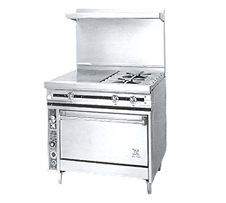 Product image #1 for Titan JTRH-18G-1HT-36C 36" Heavy Duty Gas Range with 18" Griddle, 18" Hot Top, and Convection Oven
