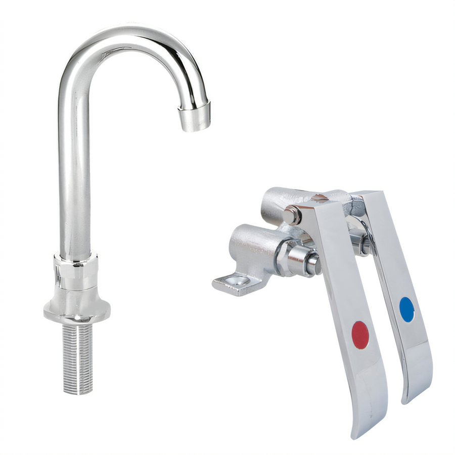 Product image #1 for Double Pedal Knee Valve with Deck-Mounted 3-1/2 Inch Gooseneck Spout