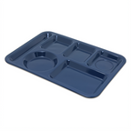 Thumbnail image #1 for CFS Brands 4398050 Left-Handed 6-Compartment Rectangular Melamine Tray, 14 x 10 Inches, Dark Blue Case of 12