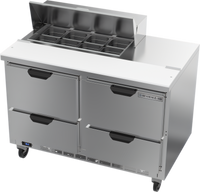 Beverage-Air SPED48HC-08-4 48-Inch Two-Section Sandwich Prep Table with 4 Drawers and 8-Pan Top