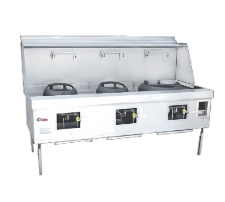 Product image #1 for York Commercial Gas Wok Range with 3 Chambers, Water-Cooled Top, Stainless Steel