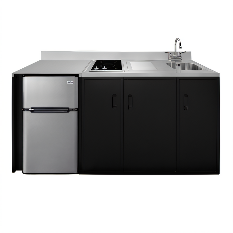 Product image #1 for Summit Appliance 72 Inch ADA All-In-One Kitchenette with Sink, 2-Burner Electric Cooktop, and 3.2 Cu. Ft. Refrigerator-Freezer