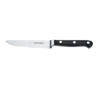 Mundial 5-Inch Serrated Steak Knife with Forged High Carbon Stainless Steel Blade and Black Polyacetal Handle