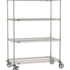 Thumbnail image #1 for Metro Super Erecta SE-1860S-68-M4 Mobile Wire Shelving Unit, 60"W x 18"D x 68"H, 900 lb. capacity per unit, 1" shelf adjustment, (4) wire shelves