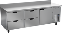 Beverage-Air Three-Section Worktop Refrigerator with 4 Drawers and 1 Door, 93 Inches, Side-Mounted Self-Contained, Stainless Steel