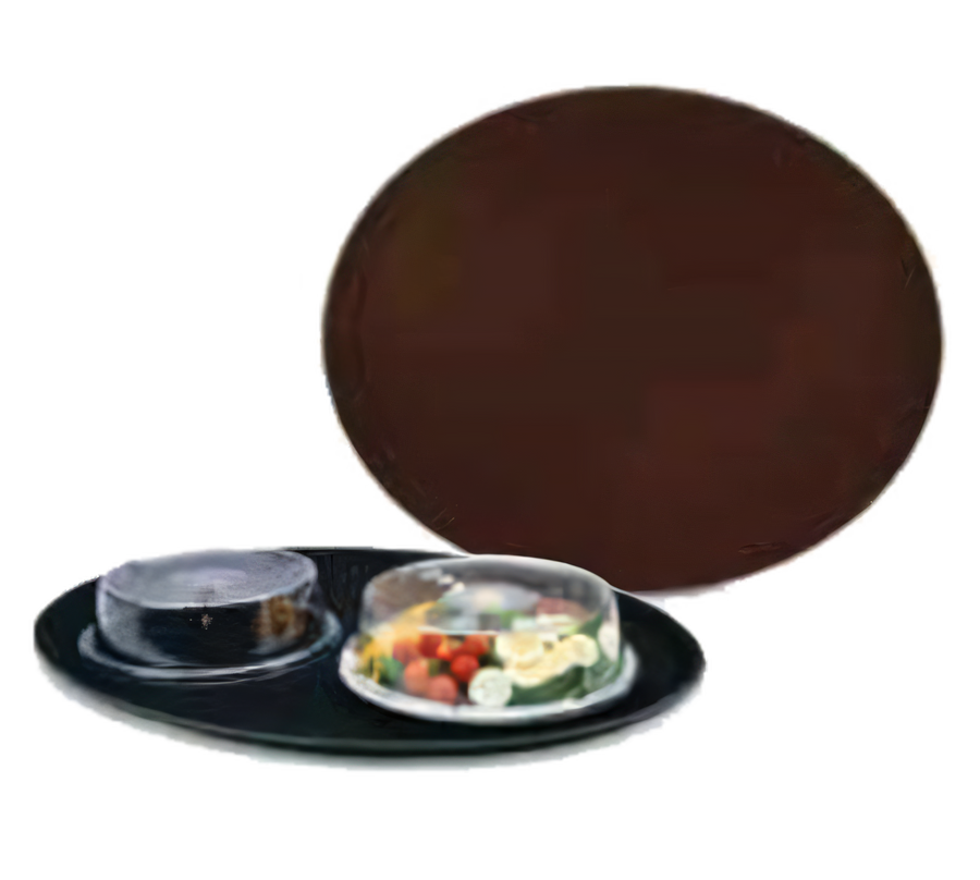 Product image #1 for Vollrath Tuf Glas Oval Non-Slip Fiberglass Serving Tray, 27 x 21-7/8 Inch, Black