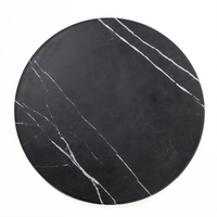 21-1/2-Inch Round Melamine Serving Board with Black Marble Pattern