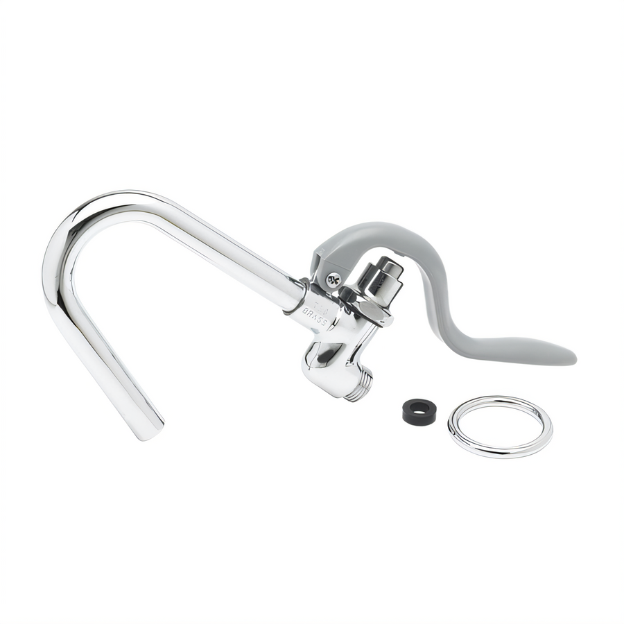 Product image #1 for T&S Brass Pre-Rinse Self-Closing Hook Nozzle and Spray Valve, 10-1/2 Inch, Chrome-Plated Brass