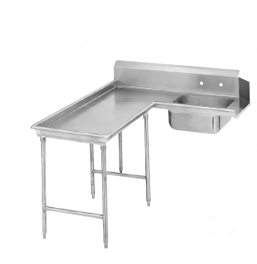 Product image #1 for Island Corner Soiled Dishtable with 20" x 20" x 5" Pre-Rinse Sink, 59" Machine-to-Corner, 64" Corner-to-End