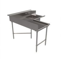 BK Resources Corner L-Shaped Soiled Dishtable with 20 x 20 x 8 Inch Welded Bowl, 60 x 48 Inch