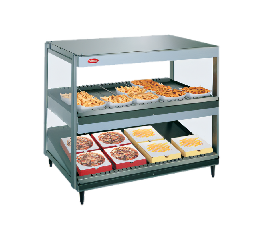 Product image #1 for Hatco Glo-Ray 30-Inch Countertop Pass-Through Slant/Horizontal Merchandising Warmer, High Watt, 2-Shelf